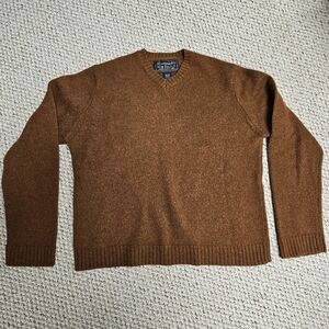 VINTAGE Abercrombie & Fitch Sweater Mens L Heavy Shetland Wool Rust Orange